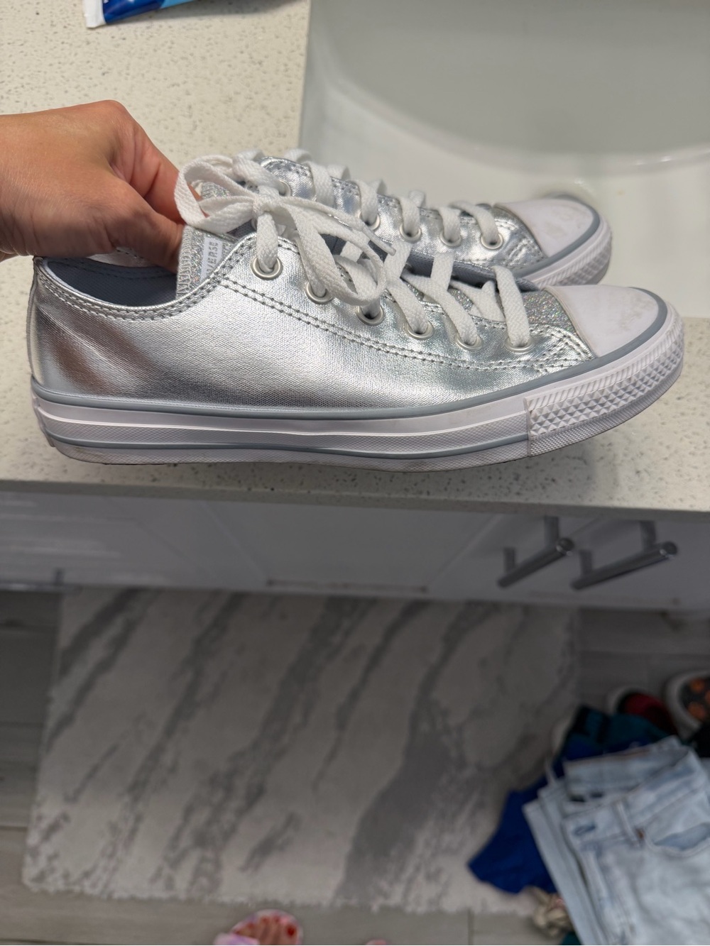 Converse Women's Metallic Silver Low-Top Sneakers